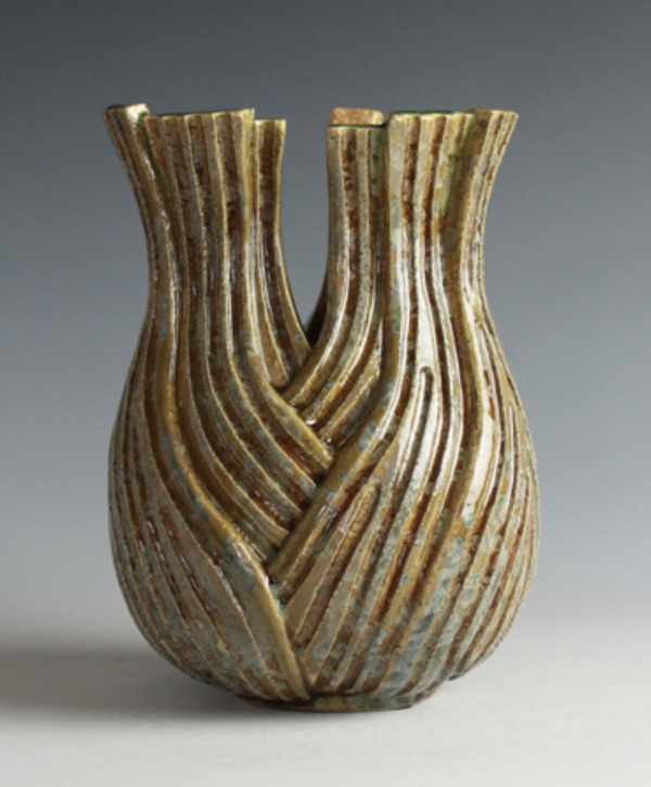 Ribbed Fennel Vase by Kate Malone in collection of National Museum Cardiff